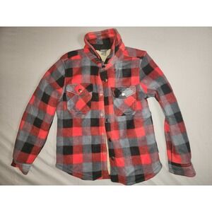 Eddie Bauer Boys Jacket Size 8 Red Plaid Sherpa Lined Youth Jacket Outdoor